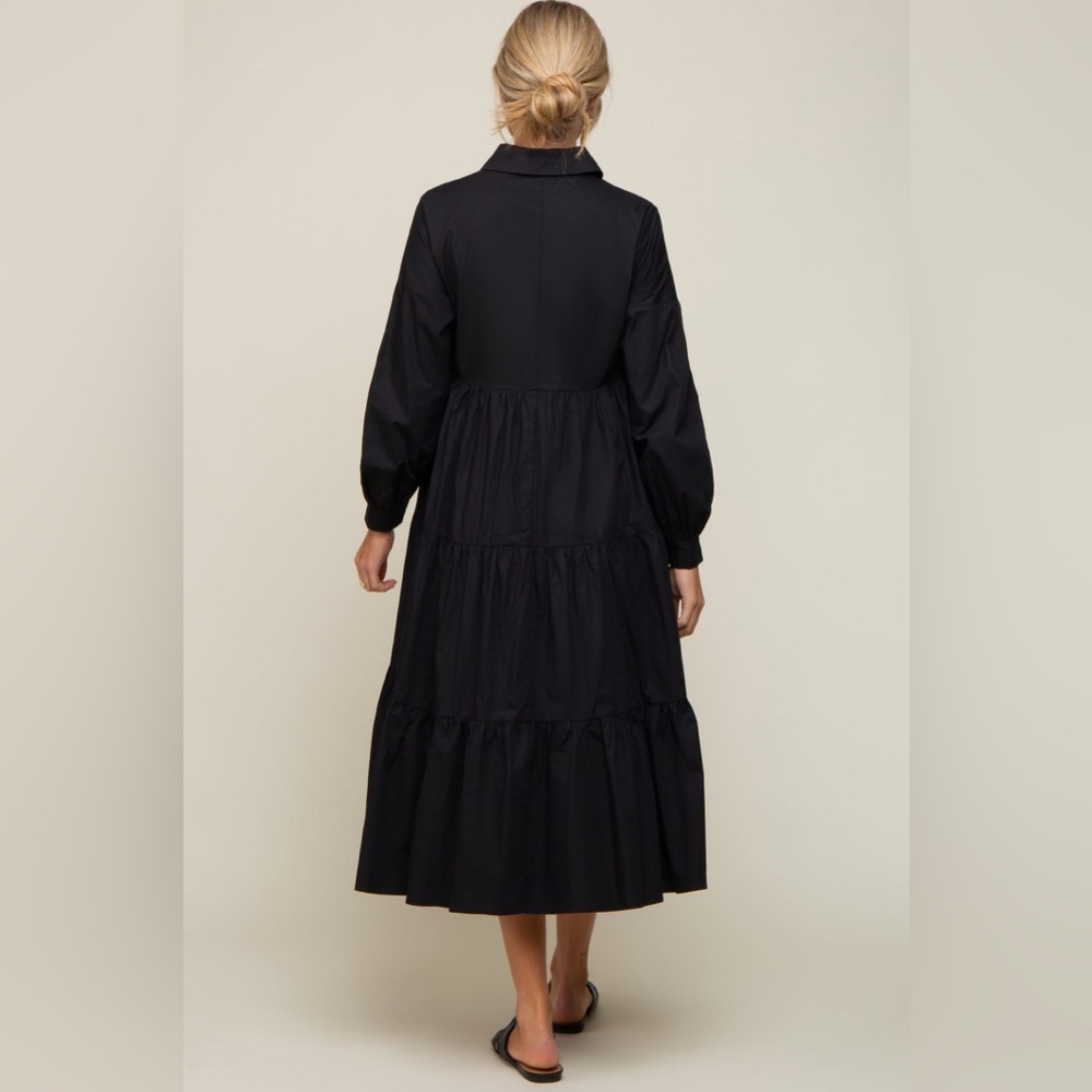 Pinkblush long sleeve button up tiered midi dress nwt - Picture 3 of 5